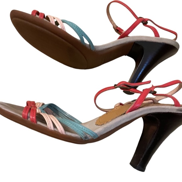 Marc Jacobs Red Pink Green Strappy High‎ Heel Sandals, Size 6 - Picture 3 of 10